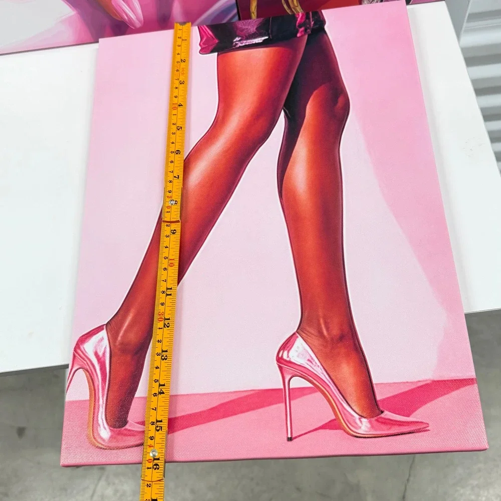 3 Piece Glam Canvas Wall Art Set Pink Luxury Fashion Jewelry High Heels Decor